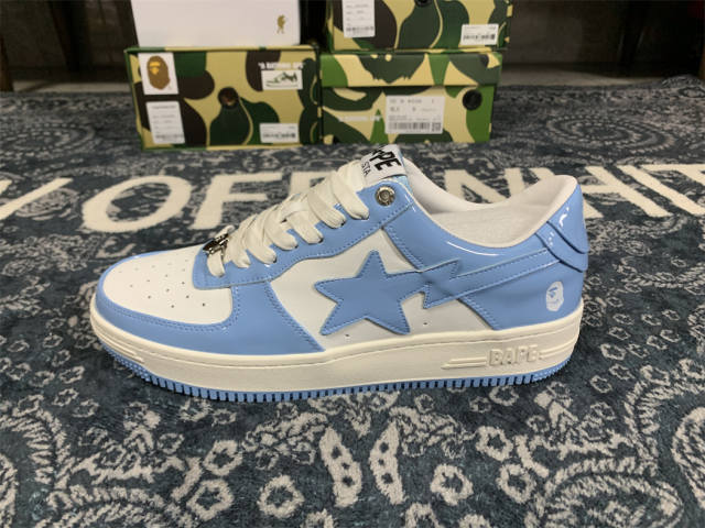 Bape Sta Patent Shoes Patent Leather Shoes Carolina Blue (Size US5-US12)