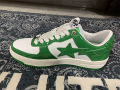 Bape Sta Patent Shoes Patent Leather Shoes Green White Women Men (Size US5-US12)