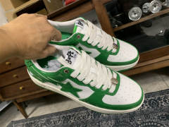 Bape Sta Patent Shoes Patent Leather Shoes Green White Women Men (Size US5-US12)