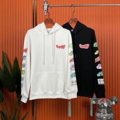 Off White OW Graffiti Logo Hoodie Black White