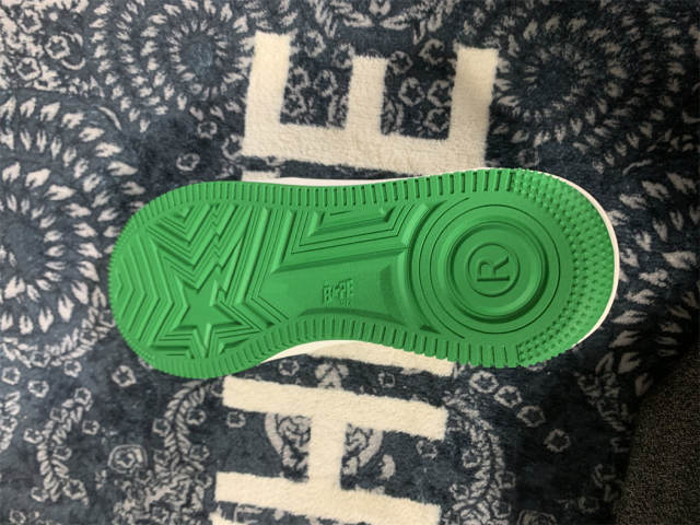 Bape Sta Patent Shoes Patent Leather Shoes Green White Women Men (Size US5-US12)