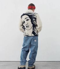 Stussy fleece coat white