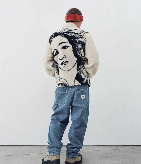 Stussy fleece coat white