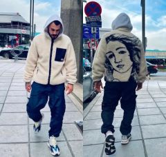Stussy fleece coat white