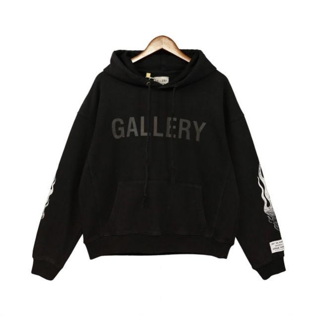 Gallery Dept White Fire Sleeve Logo Hoodie Black