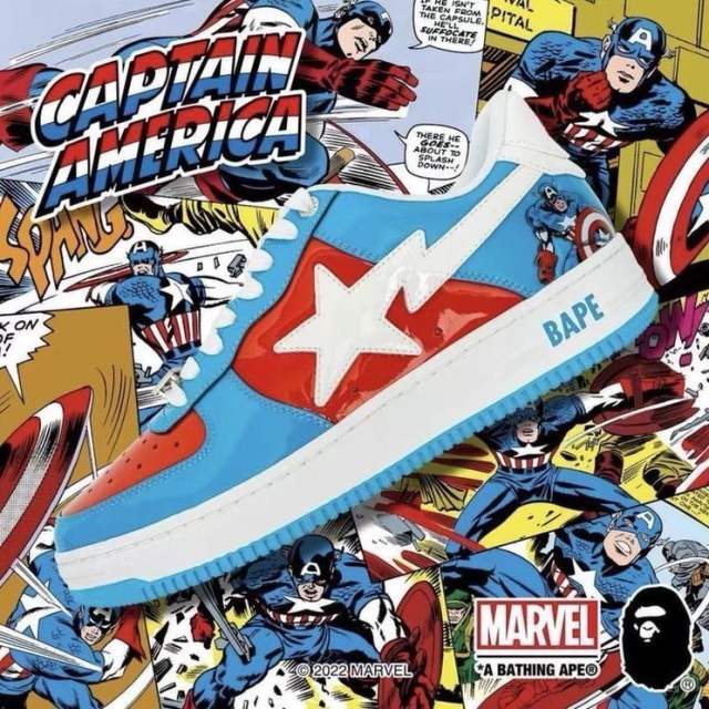 Bape Sta x American Captain Shoes Sneakers Blue White