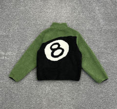 Stussy Black 8 Ball Fleece Jacket (Orange/Beige/Green)