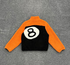 Stussy Black 8 Ball Fleece Jacket (Orange/Beige/Green)