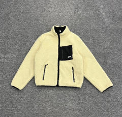 Stussy Black 8 Ball Fleece Jacket (Orange/Beige/Green)
