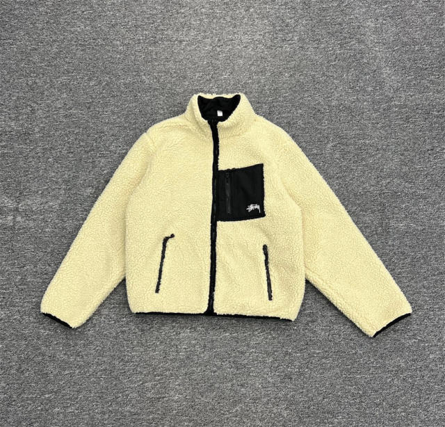 Stussy Black 8 Ball Fleece Jacket (Orange/Beige/Green)