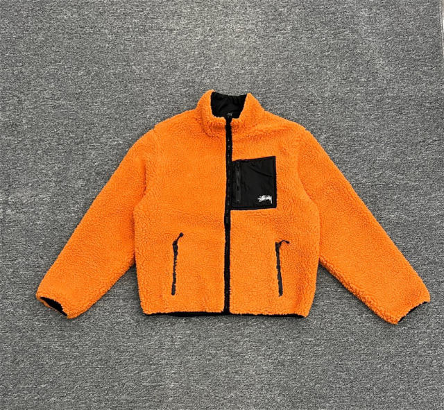 Stussy Black 8 Ball Fleece Jacket (Orange/Beige/Green)