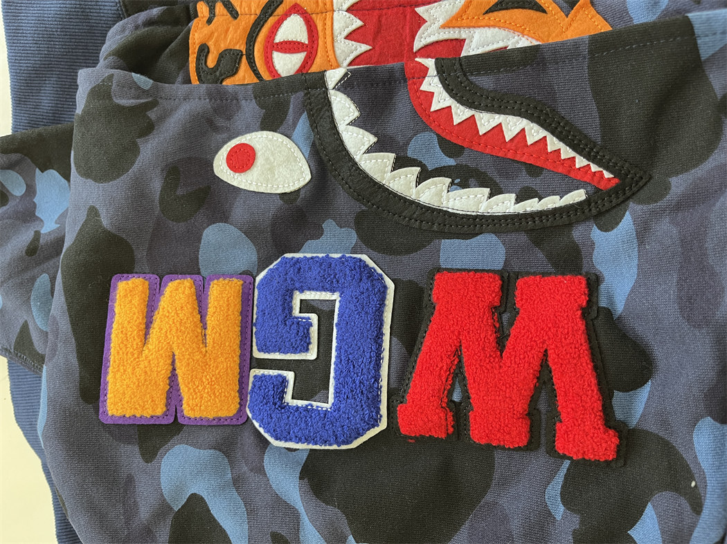 Bape Shark Tiger Double Hood Camo Hoodie Sweatshirt (Purple/Red/Blue)