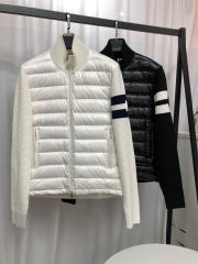 Mon cler Waffle Sleeve Puffer Down Jacket Black White