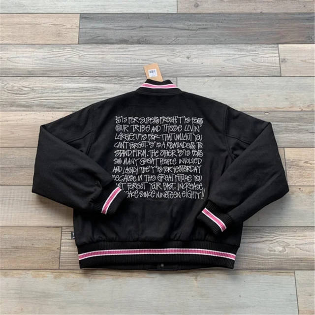 Stussy Letters baseball jacket black