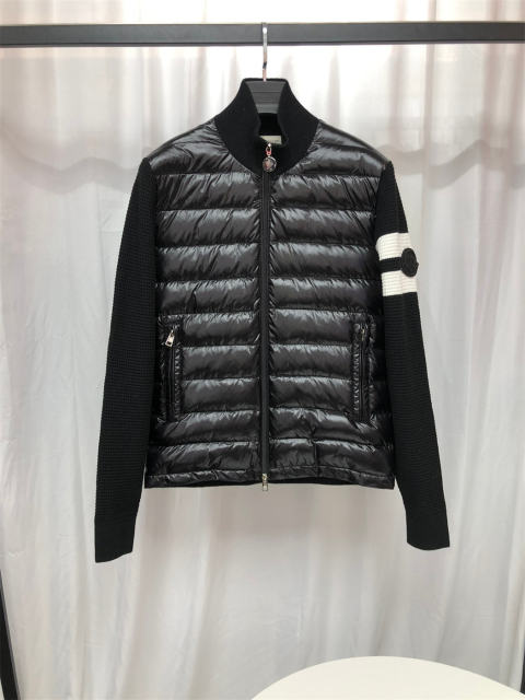 Mon cler Waffle Sleeve Puffer Down Jacket Black White