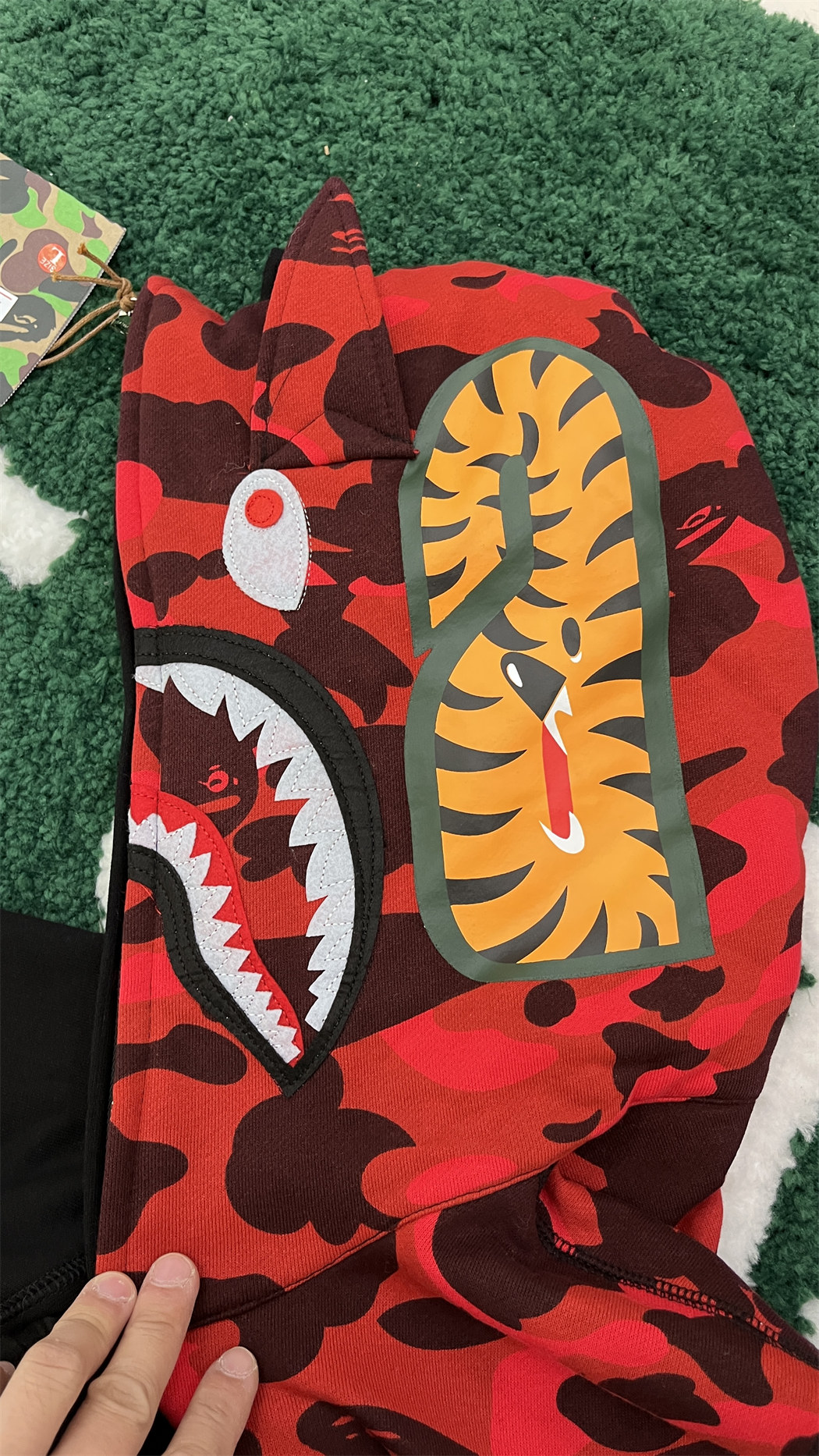 BAPE x DC Batman Split Color Camo Full Zip Hoodie Red/Blue