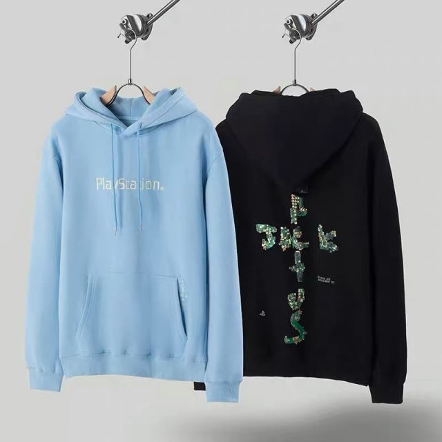 Travis scott motherboard hoodie black blue