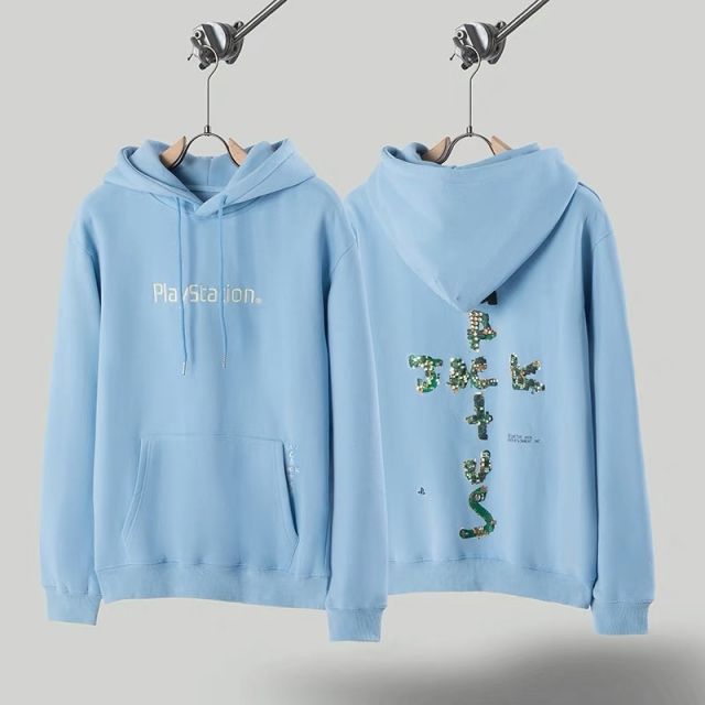 Travis scott motherboard hoodie black blue