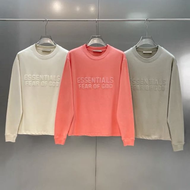 Fog  Fear of God Essentials Crewneck Sweatshirts Beige Pink Olive