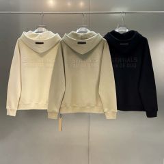 Fear of God Flocking Zip up Hoodie Beige Olive Black