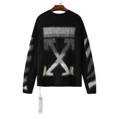 #318 OFF White OW Mo Hair Black Grey Sweater