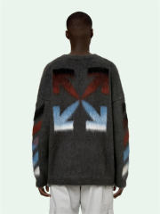 #308 OFF White OW Mo Hair Grey Sweater