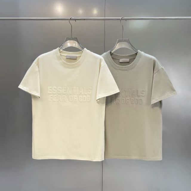 Fear of God Essentials Flocking T-shirts Beige Olive