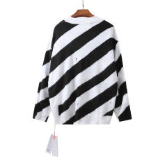 #310 OFF White OW Zebra Mo Hair Black White Sweater