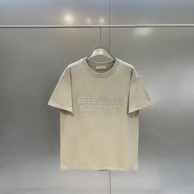 Fear of God Essentials Flocking T-shirts Beige Olive