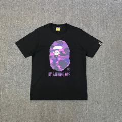Bape Purple A Bathing Ape Logo Camo T-Shirts Black