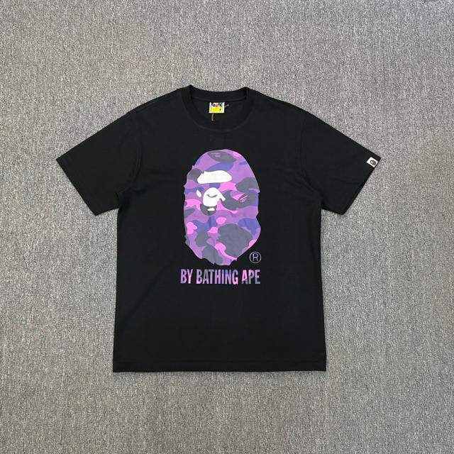 Bape Purple A Bathing Ape Logo Camo T-Shirts Black