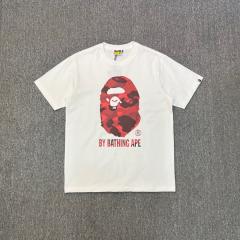 1:1 Quality Bape Red A Bathing Ape Camo Head T-Shirts Black