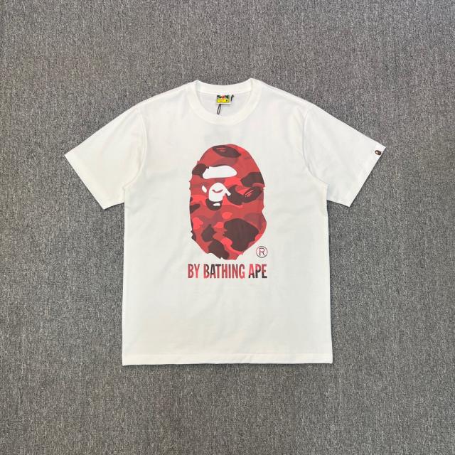 1:1 Quality Bape Red A Bathing Ape Camo Head T-Shirts Black