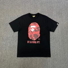 1:1 Quality Bape Red A Bathing Ape Camo Head T-Shirts Black