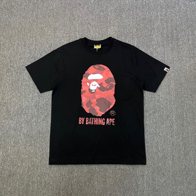 1:1 Quality Bape Red A Bathing Ape Camo Head T-Shirts Black