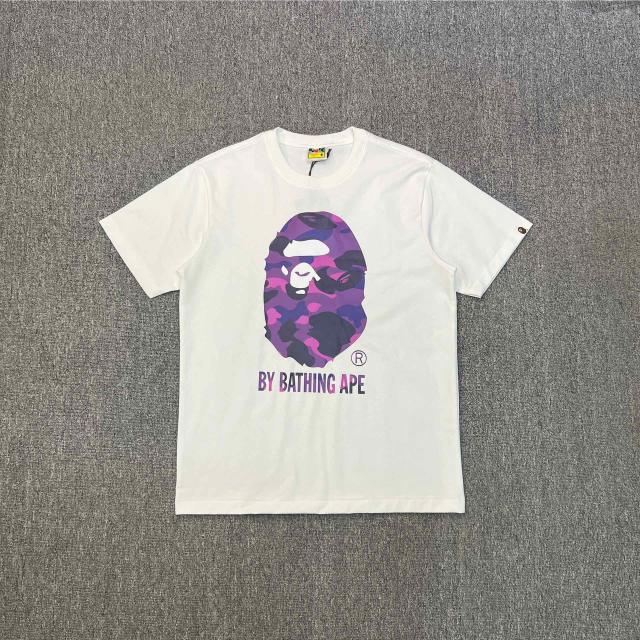 Bape Purple A Bathing Ape Logo Camo T-Shirts Black