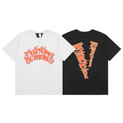Vlone curve letters tee black white