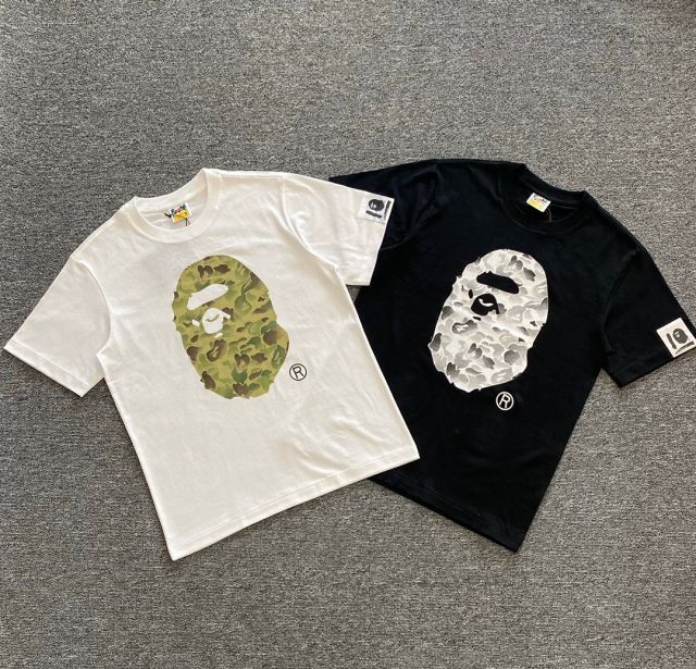 Bape Ink Camo A Bathing Ape Logo T-Shirts White Black