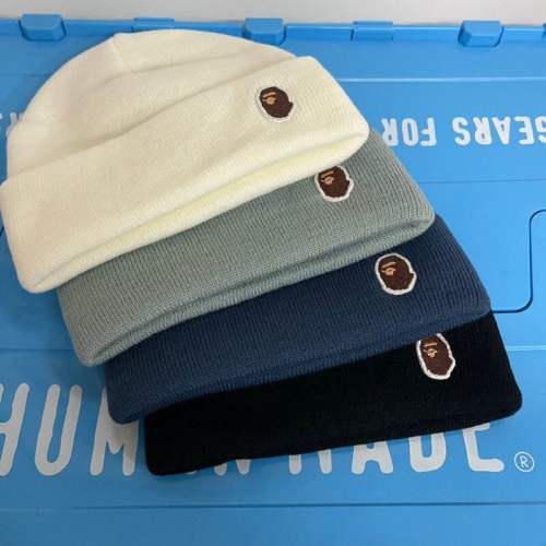Bape Classic Ape Logo Beanie Hat Black Grey Navy Blue