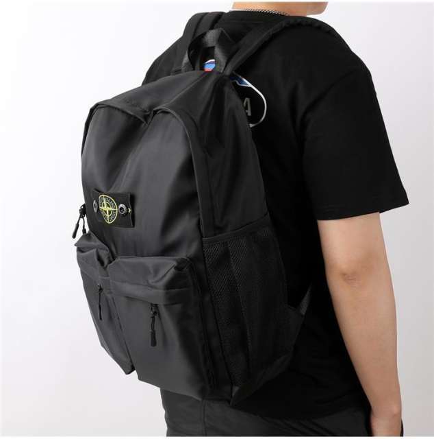 Stone Island Double Pocket Backpack (Black/Army Green)
