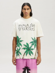 Palm angles green trees tee black white