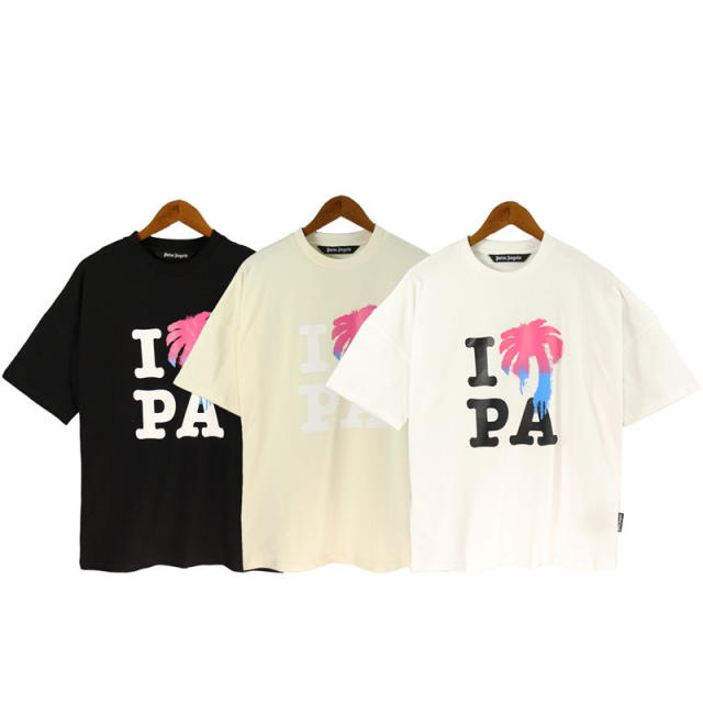 Palm angles pink tree tee black white
