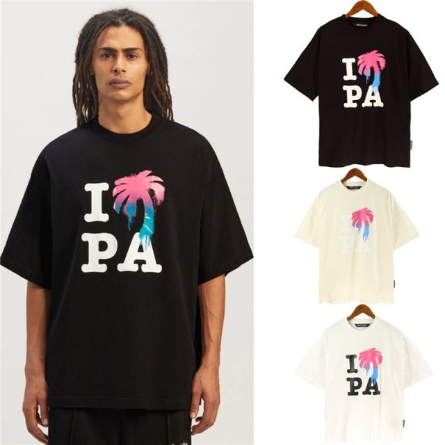 Palm angles pink tree tee black white