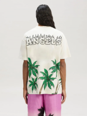 Palm angles green trees tee black white