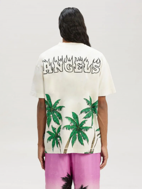 Palm angles green trees tee black white