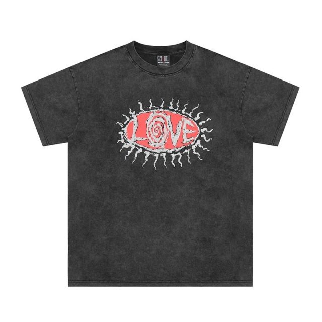 Saint Michael love eye washed tee black