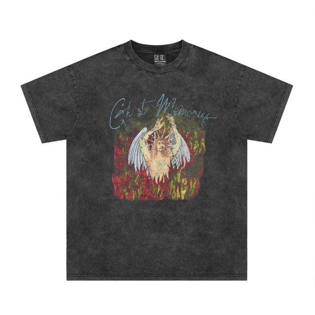 Saint Michael Jesus washed tee black