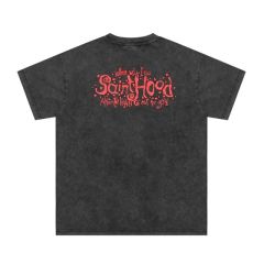 Saint Michael love eye washed tee black