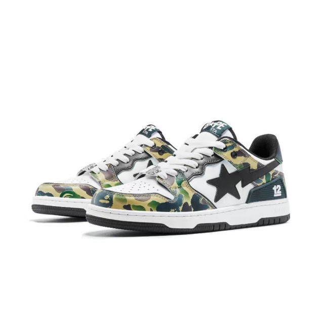 A Bathing Ape Bape Sta Bapesta Green Camo Shoes Sneakers