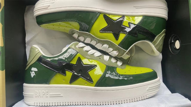 Bape Sta A Bathing Ape Patent Green Shoes Sneakers